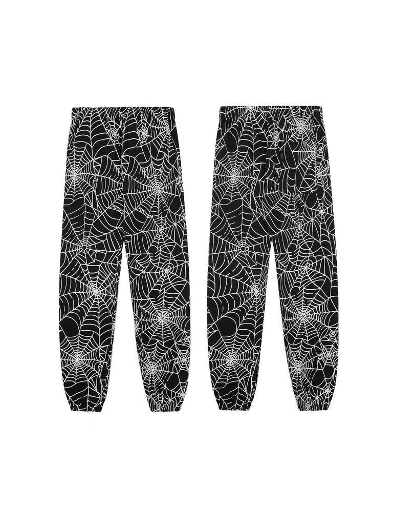 Sp5der Americká sada s kapucí a tepláky s potiskem pavučiny 5555