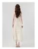 2026 Summer French Apricot Lace Embroidered Irregular Long Camisole Dress for Women