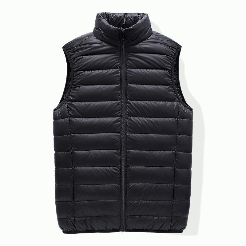 

Autumn Men s Casual Vest Lightweight Sleeveless Jacket Full Zipper Outerwear Vest Outdoor Down Vest with Pockets XXXXXL чёрный