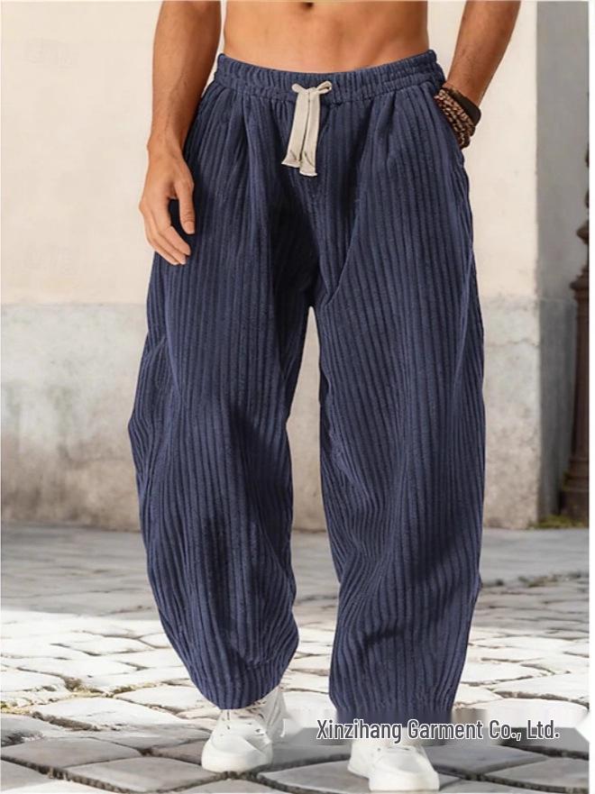 Autumn-Winter Men's Chinese Style Corduroy Harem Pants - Plus Size, Trendy & Versatile Casual Wear