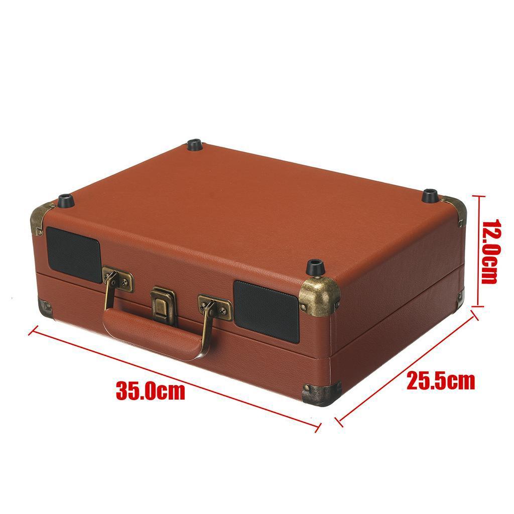 

33/45/78 об/мин Винтажный Коричневый Беспроводной Bluetooth Портативный Чемоданный Проигрыватель Виниловых Пластинок Телефонный Плеер Aux-in Line-out Горячий 100-240В 35x25.5x12см