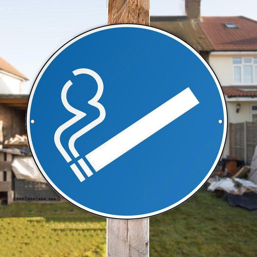 HD Tin Sign Smoking Area Symbol Round Metal Wall Art Public Facility Warning Sign Decor