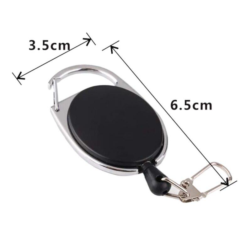 Black EDC Retractable Key Chain Oval Shape Keychain Clip Ring Mini Outdoor Tool