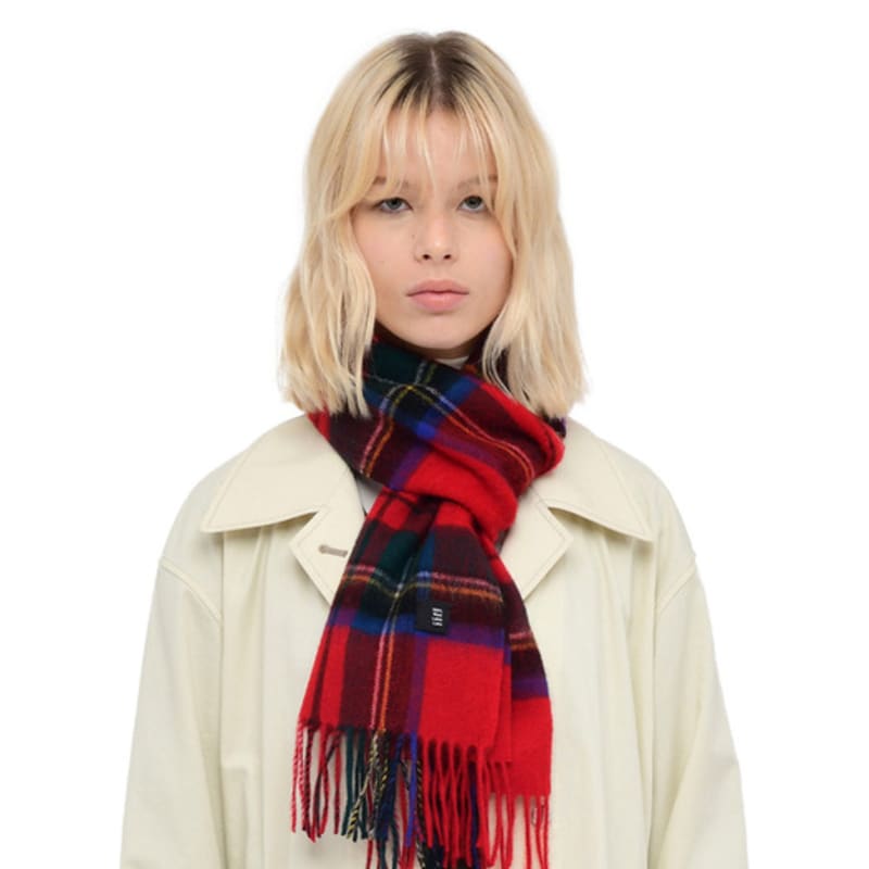

Velsey Wool 100% Check Muffler [Scottish Red] Scottish Red