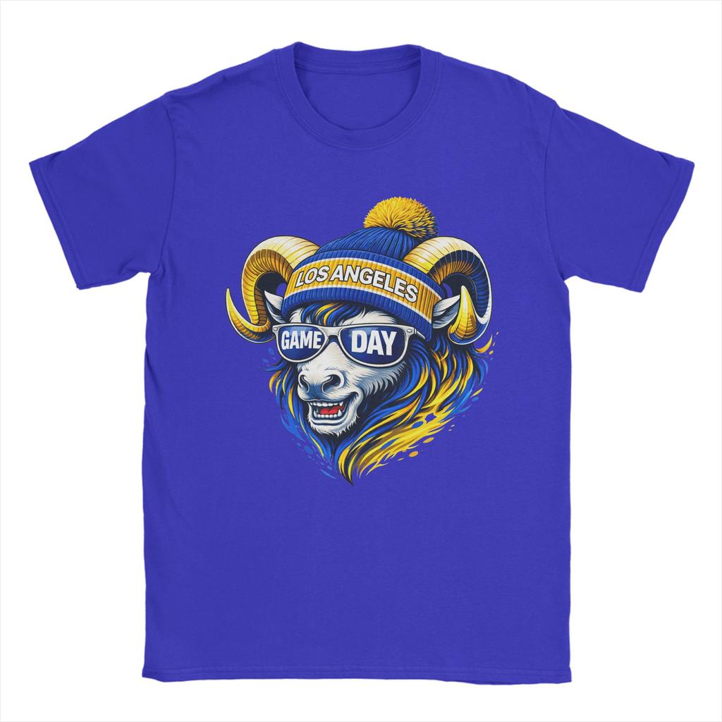 Ram with Beanie and Sunglasses Game Day Vibes Unisexs T Shirts  Funny Tees Short Sleeve Round Collar Cotton Plus Size Clothing