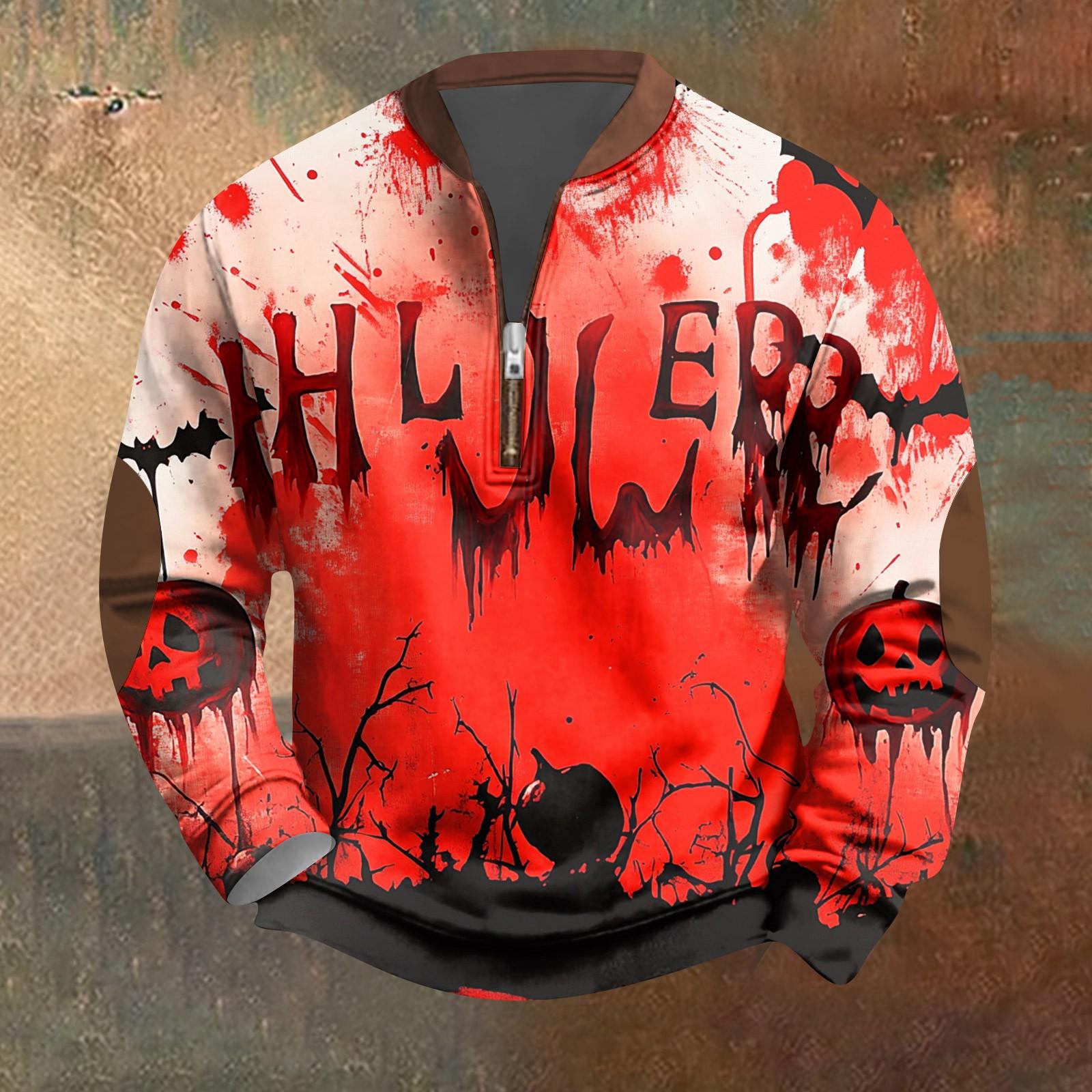 

Хэллоуин Принт - Мужская Свободная, Повседневная, Универсальная Толстовка-пуловер с круглым вырезом, многоцветная XXL оранжевый