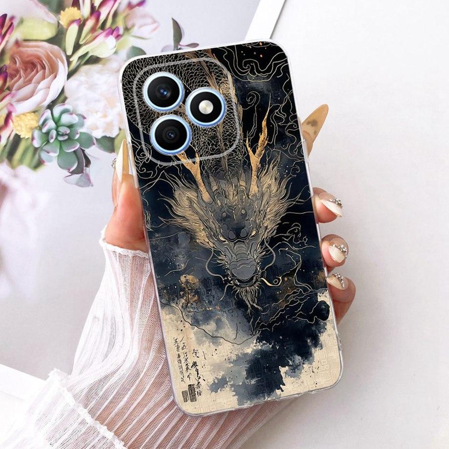 For Honor X8D 4G 2025 Phone Case Soft Transparent Silicone Back Cover Butterfly Dragon Cat Floral Painting Bumper Funda