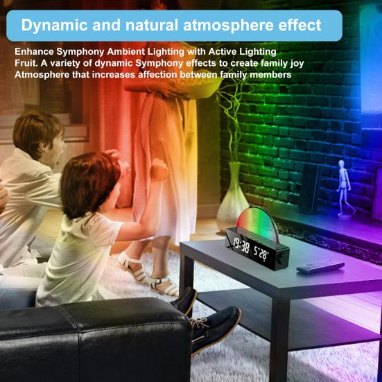 1 Set Colorful Light Clock Dual Alarm Clock Adjust Brightness Time Display Mirror Sunrise Wake-up Light Ambient Light Home Use