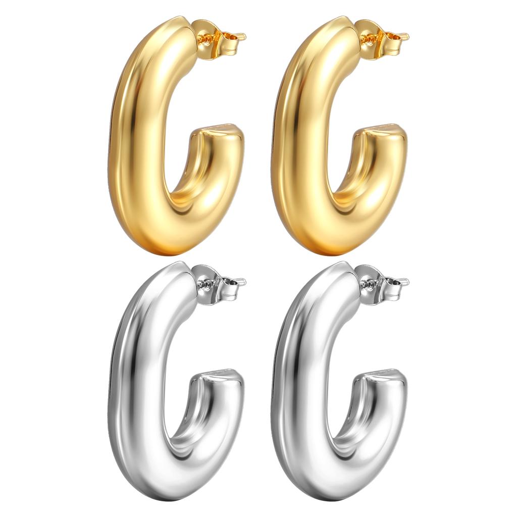 French Premium Irregular Stainless Steel Hollow Earrings Women's Light Luxury Trend Titanium Steel Geometric Earrings