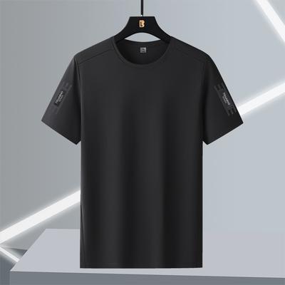 T-Shirt Herren Kurzarm Eis Seide Große Größe Rundhals Schnelltrocknend Stretch Kurzarm T-Shirt L-7XL