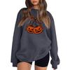 Women's Comfortable Round Neck Long Sleeve Sweatshirt Loose Fit Casual with Color and Halloween Print