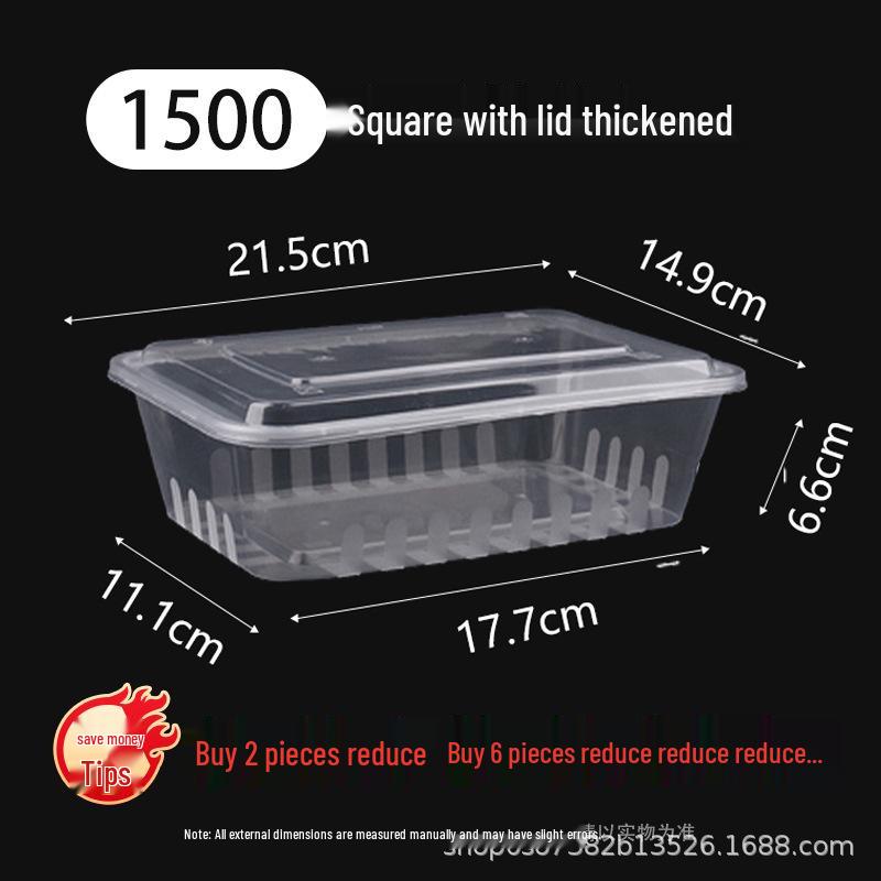 Thick Clear Disposable Rectangular Bento Box with Lid - Food-Grade Plastic