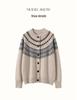 2025 Fall/Winter Striped Retro Women's Cashmere Sweater - Loose Round Neck Thick Cardigan with Long Sleeves