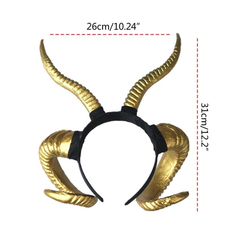 Langes Schafshorn-Stirnband für Halloween-Kostüm Haarreif Party-Requisiten Kopfschmuck Bühnen-Kopfschmuck Anime Verkleidungs-Accessoires