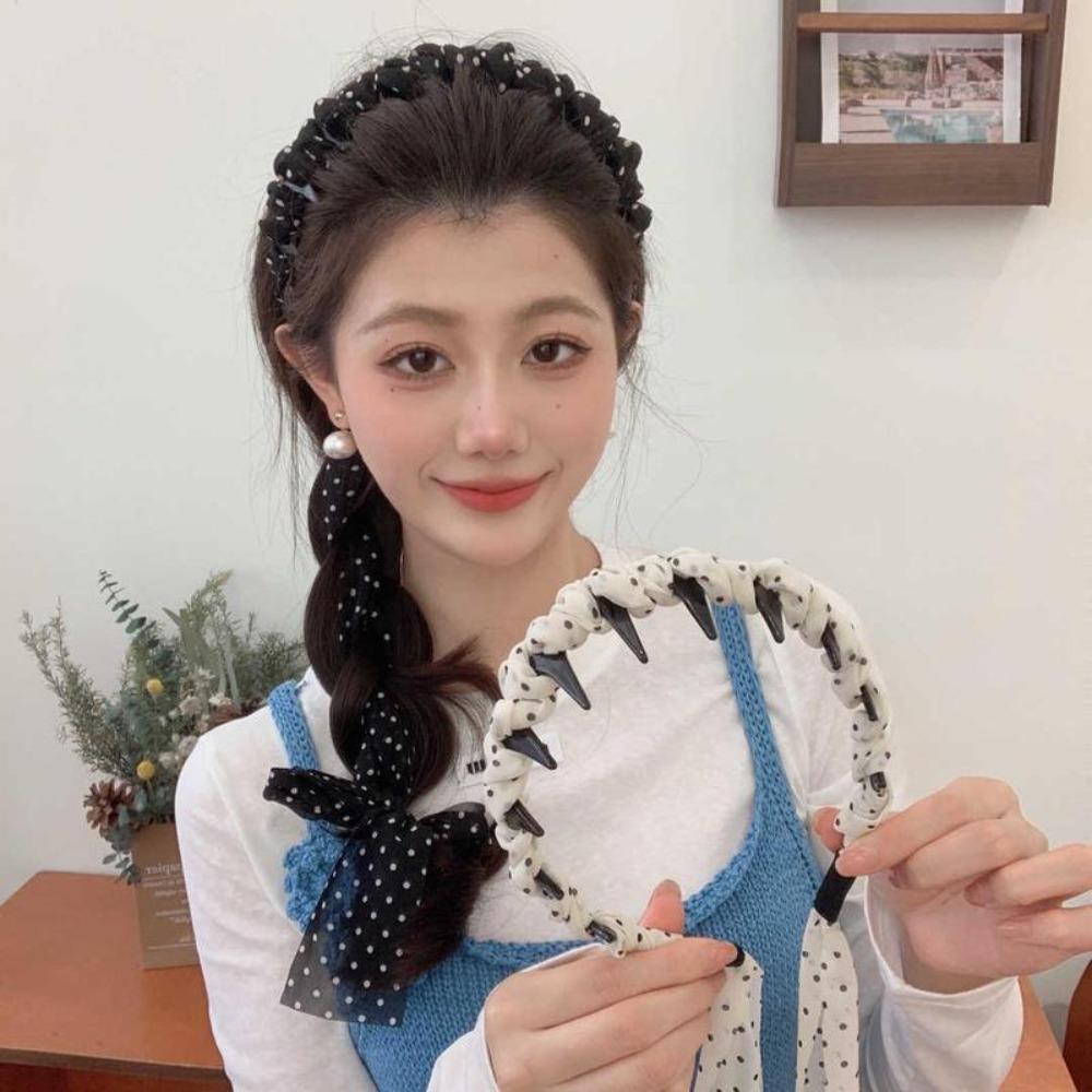 Elegant Dot Ribbon Headband Anti -Slip Hair Tie Fashion Hair Accessories  for Women Girls