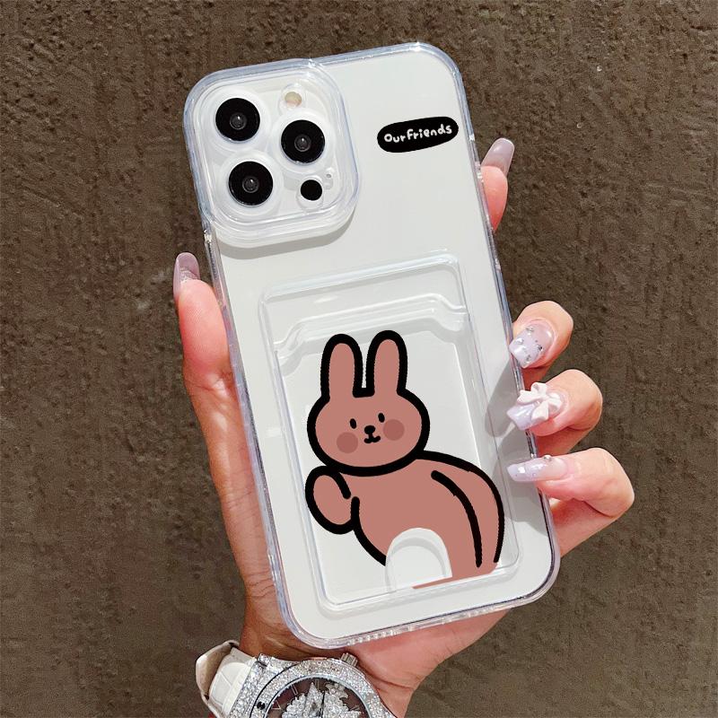 Card Slot Holder Silicone Wallet Pocket Case For Xiaomi Redmi Note 11 12 13 Honor X6A X7A X8A Tecno Spark 10C Infinix Note 30 Cover Clear Phone Bumper