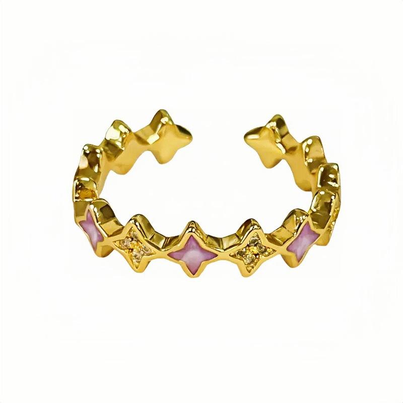 Court Style Retro Sweet Cool Colorful Enamel Drip Glaze Temperament Ring Female Flower Niche Ring