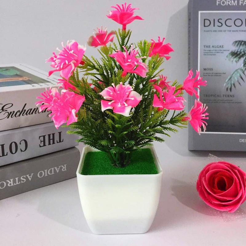 Artificial Cherry Blossom Bonsai Tree Small Fake Potted Plant for Home Decor, Indoor Outdoor Garden, Bedroom Office Decoration