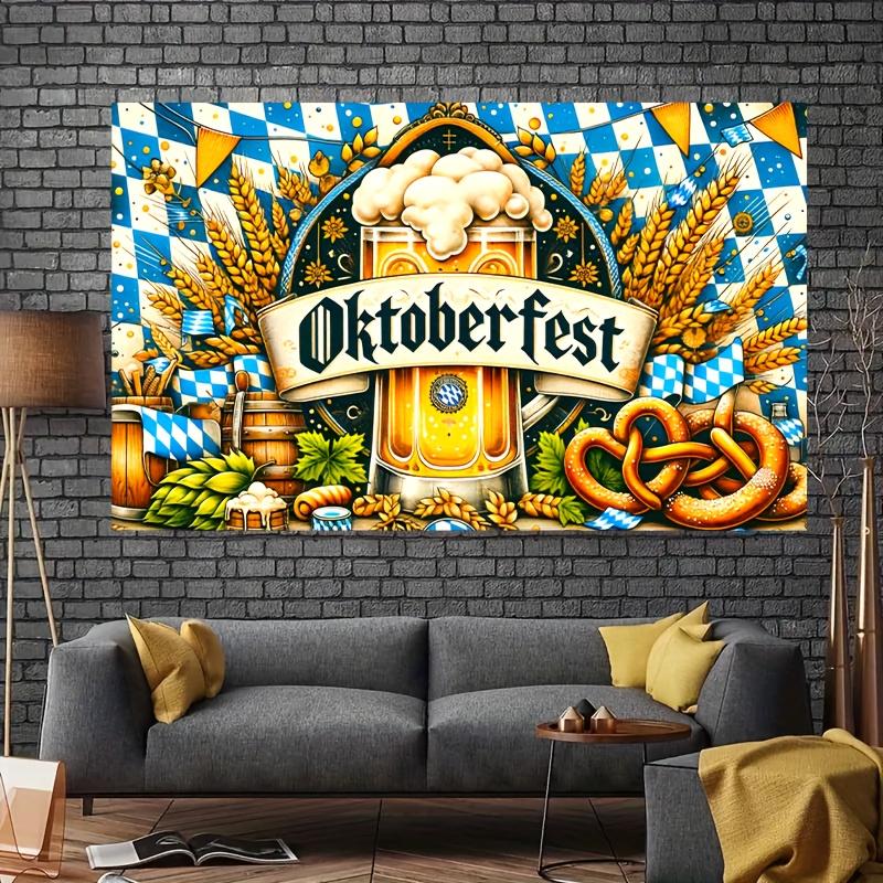 Oktoberfest Theme Banner 1 Piece - Traditional German Celebration Background, Beer and Pretzel Design