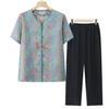 Mom's Chinese-Style Short-Sleeve Summer Top Set for Middle-Aged and Elderly Women