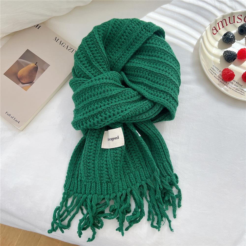 Fashion Thick Wool Knitted Scarves Plain Solid Tassel Shawls And Wraps Pashmina Stole Perfect For Autumn & Winter Style 166*30Cm