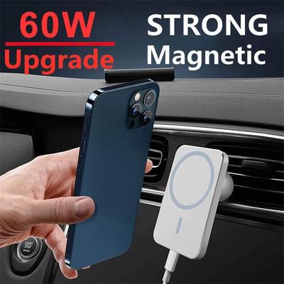 Cargador inalámbrico rápido magnético de 60W para coche, soporte para teléfono, soporte de ventilación de aire para coche, cargador inalámbrico para iPhone 14, 12, 13 Pro, Samsung Macsafe