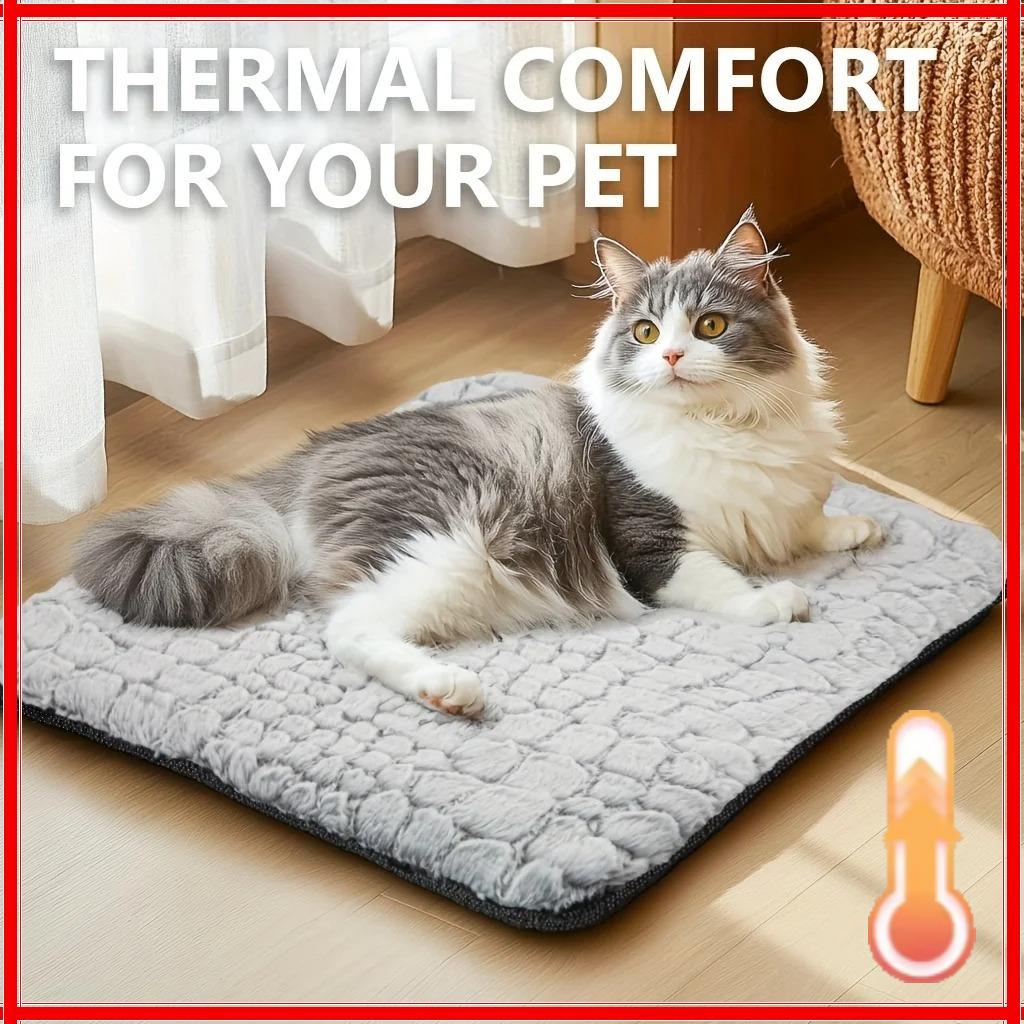 Self-warming Cat and Dog Bed Super Soft Cat Pet Heating Pad Suitable for Indoor Outdoor Anti-slip Heating Cat Pad Warm Blanket