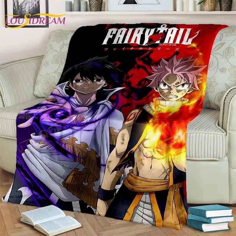 Fairy Tail Blanket Anime Blanket Natsu Blanket 3D Cartoon Covered Blanket Flannel for Bedding Children Room Decor Warm Blanket