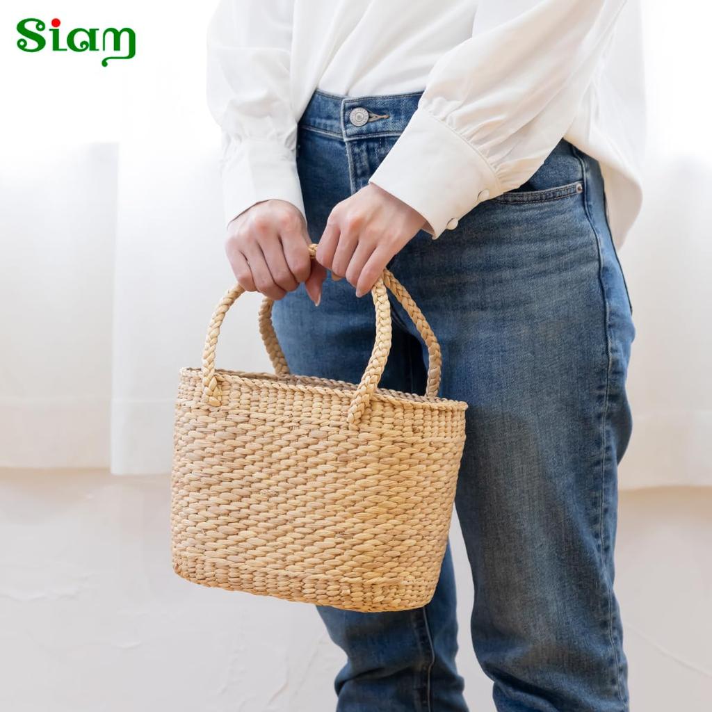 Siam Wasserhyazinthe Korbtasche, Handgefertigt in Thailand (Kein Kordelzug)