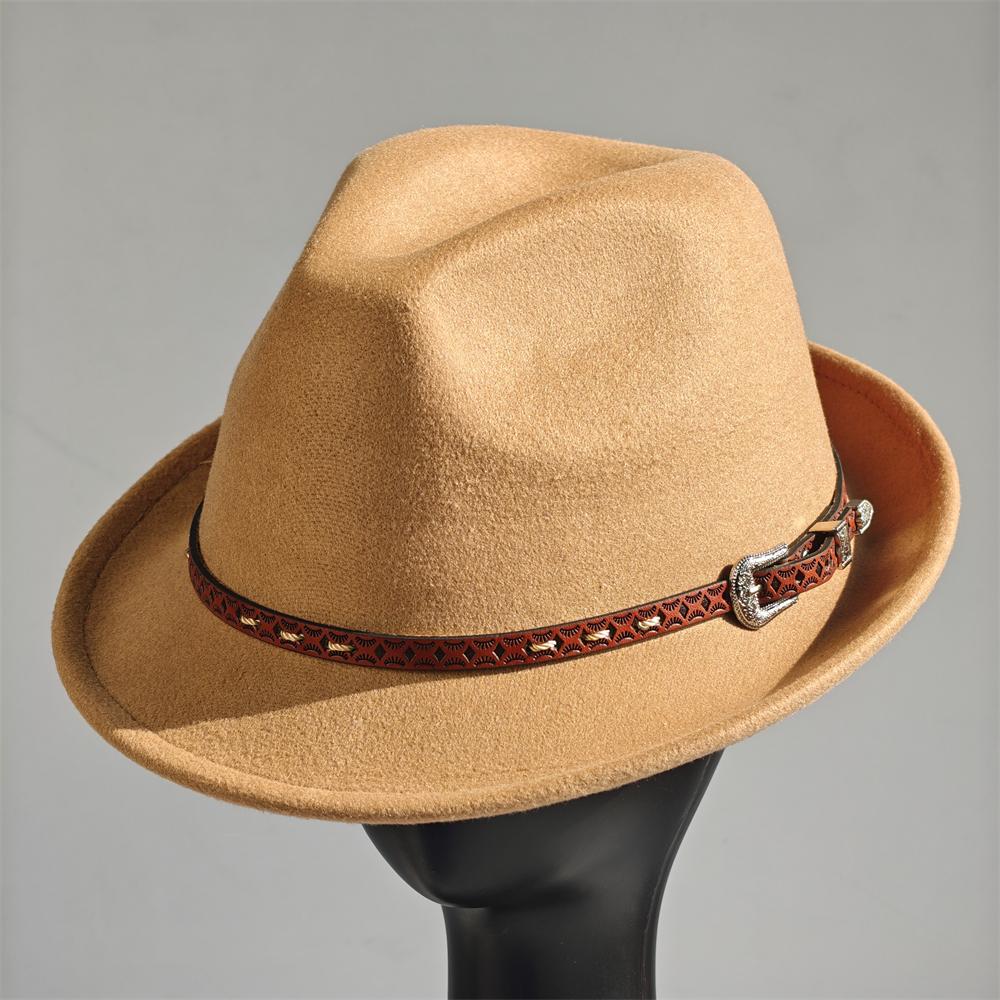 Felt Panama Fedora Hat Short Brim Trilby Flat Hat For Men Women Homburg Church Jazz Hat Adjustable