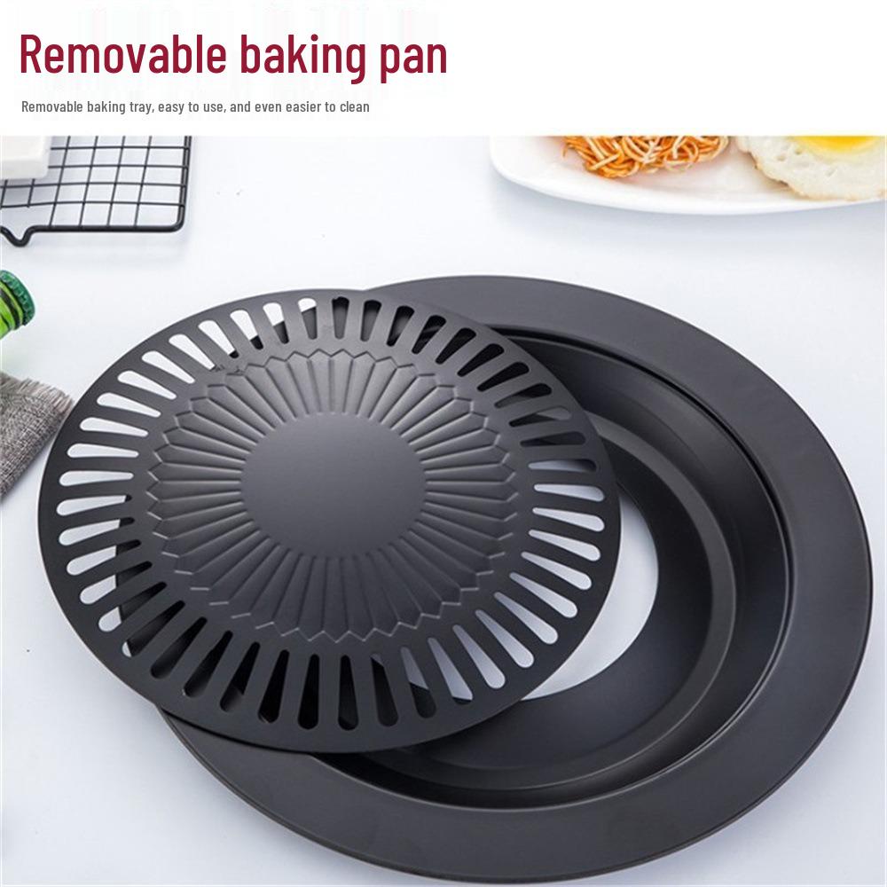 Round Non-stick Korean BBQ Grill Pan for Cassette Stove