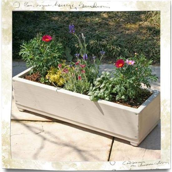 Welcome Wood Compact Planter 60 Type CP60-GC Capacity Approximately 10 liters GC Garden Cream Length 60cm Height 15cm Depth 18cm