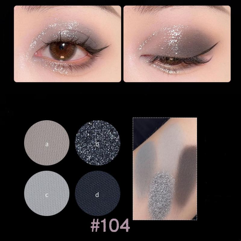 4 Colors Punk Smokey Cool Toned Eyeshadow Palette Metal Pearlescent Matte Lasting Eyeshadow Black Gray Party Eye Pigments Makeup
