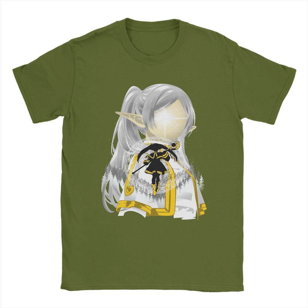 Sousou No Frieren Anime T-Shirts for Men  Fun 100% Cotton Tee Shirt Round Neck Short Sleeve T Shirt New Arrival Clothes