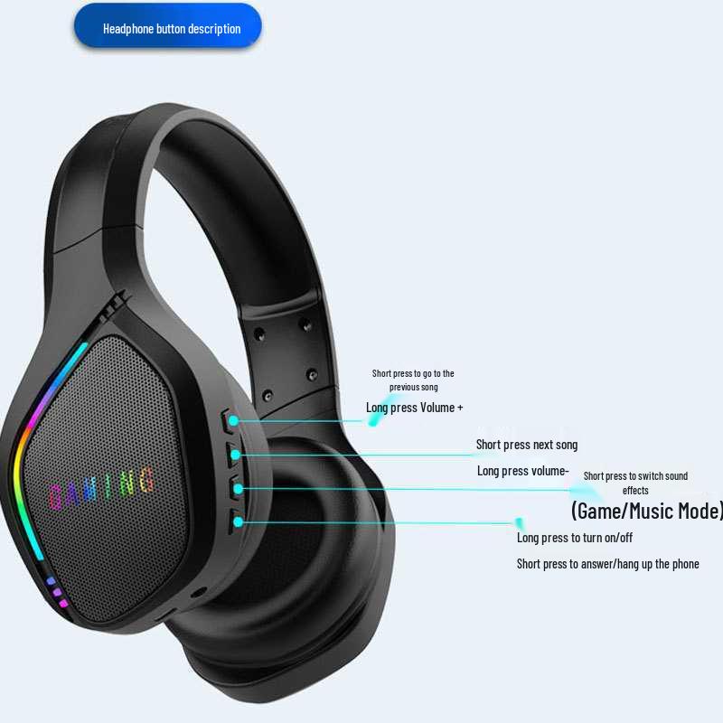Cross-border Bluetooth Gaming Headset with Detachable Microphone, 2.4G Noise-Cancelling for PC and Phone