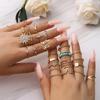 Emerald Butterfly & Diamond Micro-Inlaid Heart Knuckle Ring Set (24 Pieces)