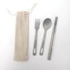 Set di stoviglie in titanio puro per uso domestico, coltello e forchetta smerigliati, cucchiaio, bacchette, viaggio, campeggio, set di coltelli e forchette portatili