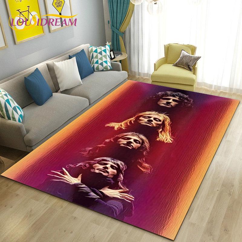 Tappeto Area Grande Freddie Mercury Queen-Rock-Band, Tappeto per Soggiorno Camera da Letto Divano Zerbino Decorazione, Tappetino Antiscivolo per Pavimento 3D
