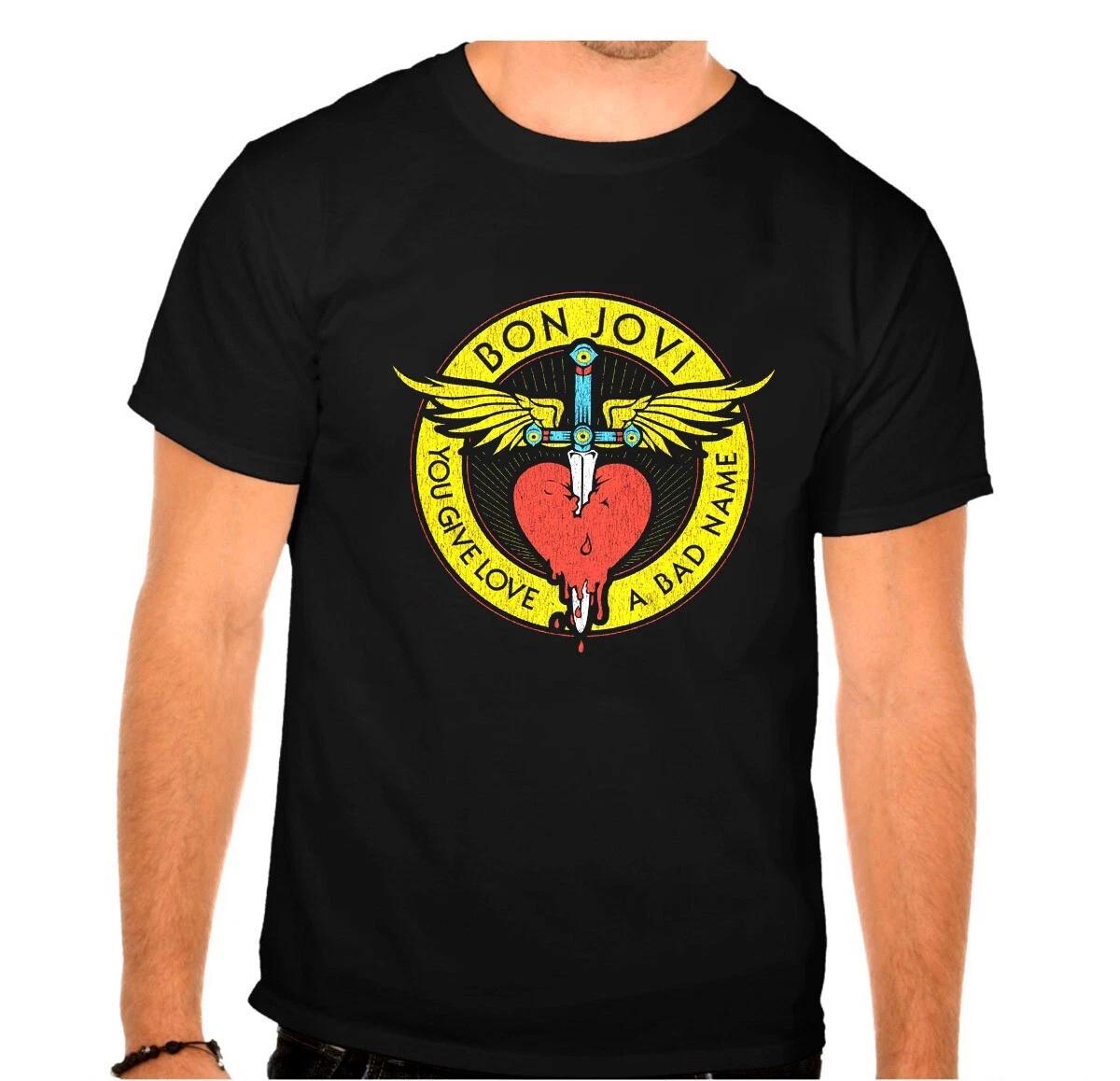 BON JOVI Rock Band Rock Music legends BLACK T-Shirt - 956- S