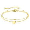Double Layer Love Heart Couple Bracelet Anklet Fashion Beach Seashell Pearl Chain Jewelry