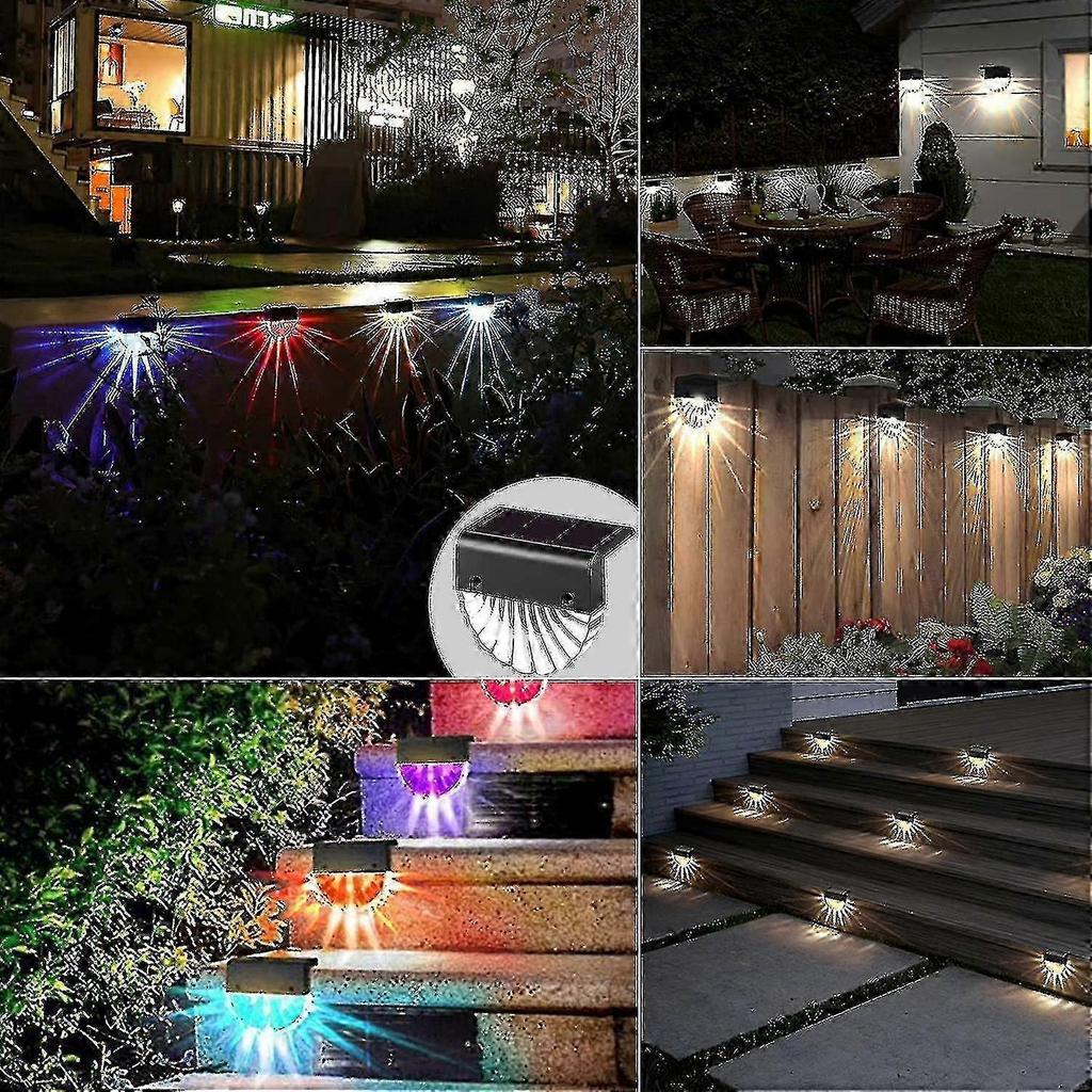 Solar Powered Led Outdoor Wall Light,4 Pack Pathway Lights,solar Color Changing Led Garden Fence Light,walk-in Wall Garden Pathway Lights