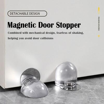 NEW Noise Reduction Magnetic Door Stopper PU Non Punching Doorstop Anti Collision Floor Block Baby Safety