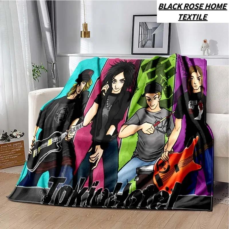 Coperta Artistica di Moda Tokio Hotel Rock Band Lenzuolo di Lusso per Camera da Letto Coperta Calda per Viaggi all'Aperto Campeggio Picnic Pausa Pranzo