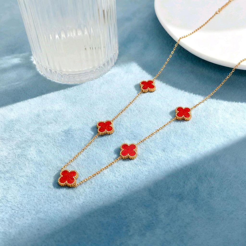 Wszechstronny Naszyjnik z Czterolistną Koniczyną, 13mm Stal Tytanowa, 18K Złoto, Nierdzewna Stal Niekrająca