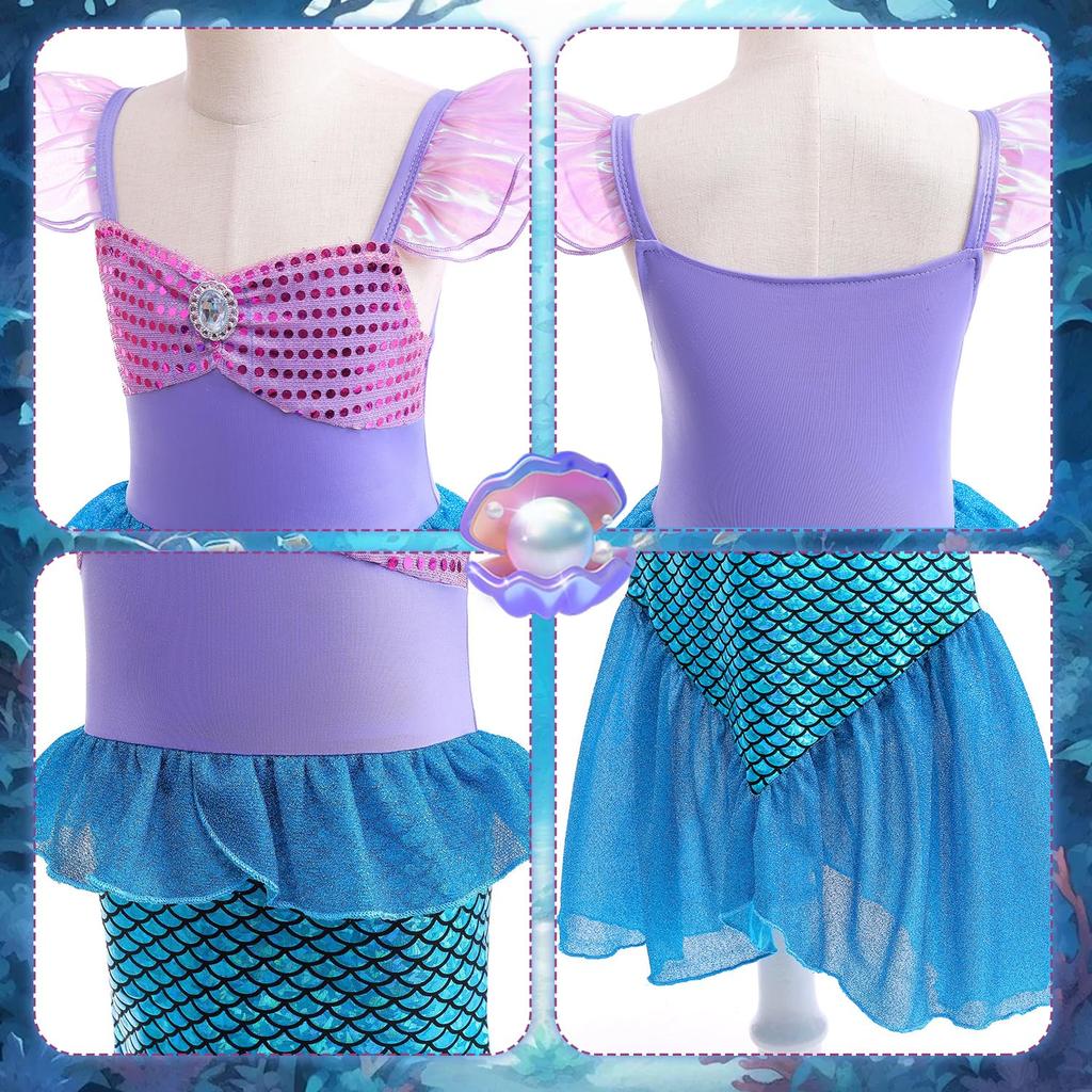 JIEAIRUI Princess Transformation Halloween Kids Christmas Gift Ariel-style Dress, Children's Mermaid-style Cosplay, Ariel-style Dress, Kids'
