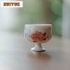 90ml Hand Drawn Peony Flower Teacup Arita Porcelain High Footed Tea Bowl Master Cup Meditation Cup Coffee Mug Tea Ceremony Gift