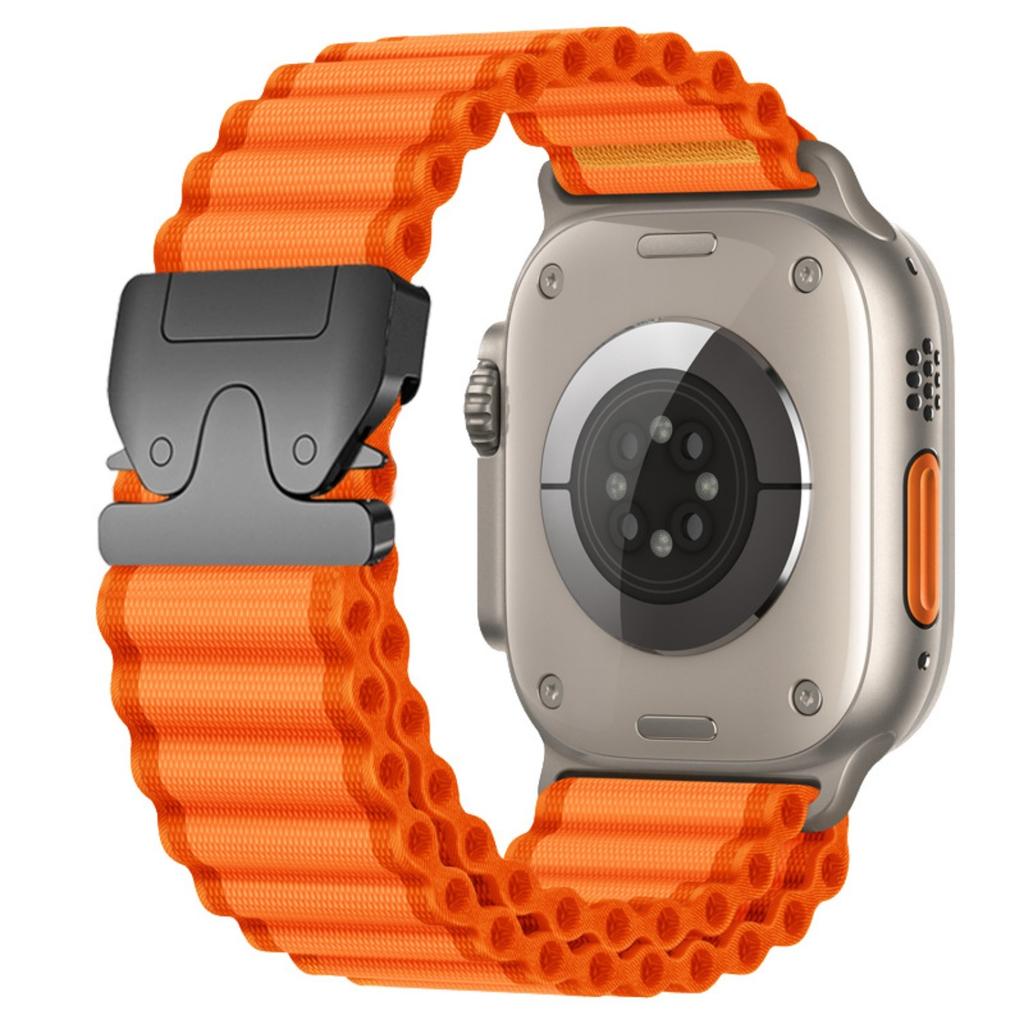 Watch Band For Apple Watch Series 11 10 42mm / 9 8 7 41mm / SE3 SE2 SE 6 5 4 40mm / 3 2 1 38mm Parachute Buckle Wide Ripple Pattern Nylon Wrist Strap