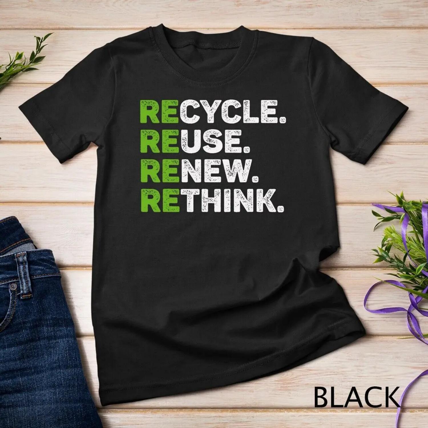 Gradient Recycle Reuse Renew Rethink Earth Day Environmental T shirt XXXXXL