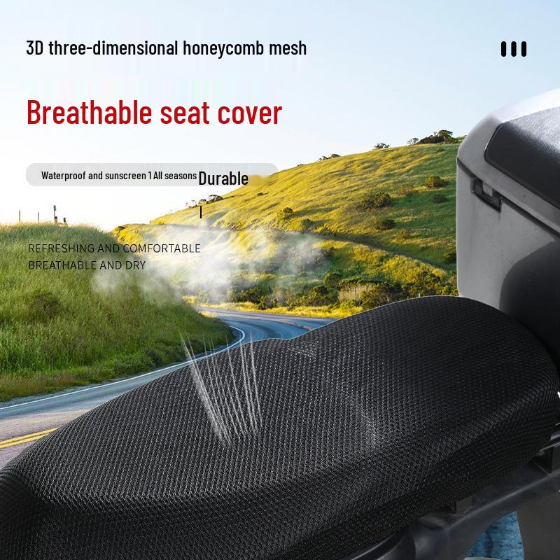 Electric & Motorcycle Mesh Seat Cushion: Waterproof, UV-Resistant, Universal Fit, Heat-Insulated, Breathable Cover