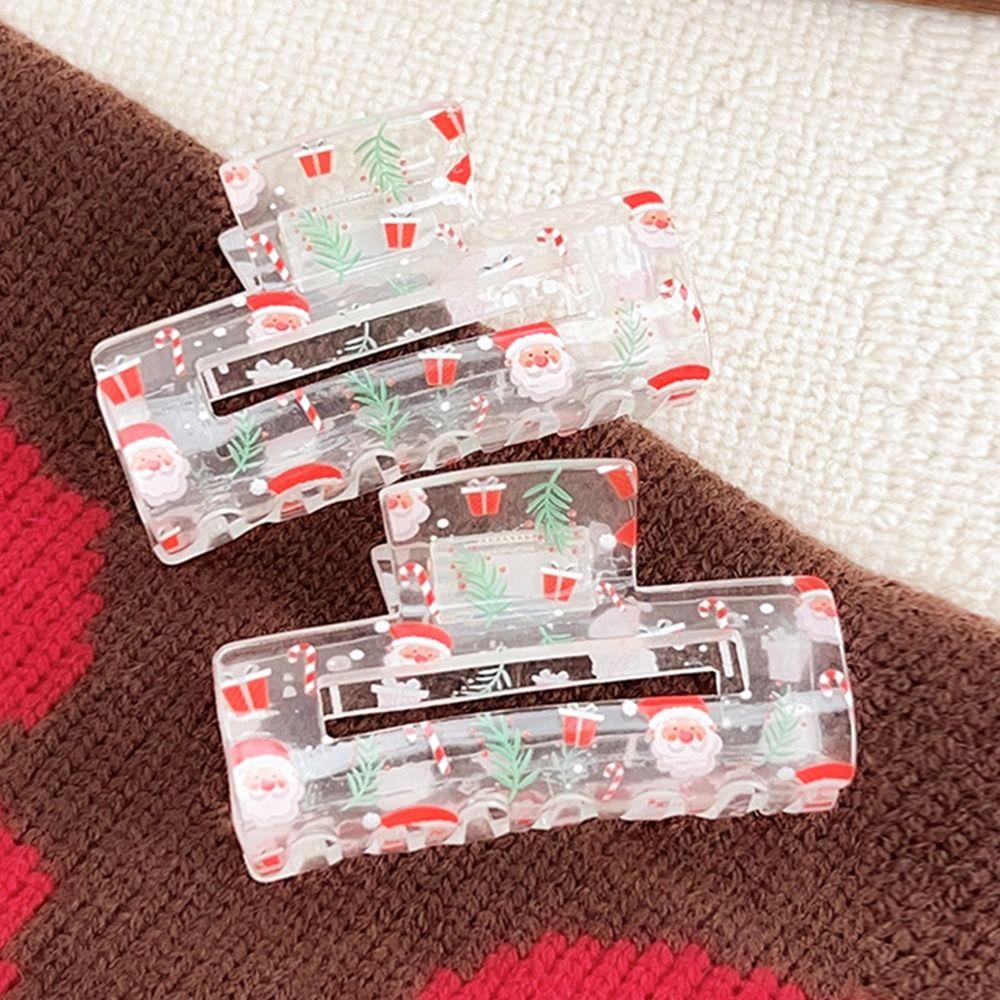 Kreative Weihnachts-Haarklammer Transparent Cartoon Damen Weihnachts-Klammer Leichtgewicht Schneemann Weihnachtsmann Haarspangen